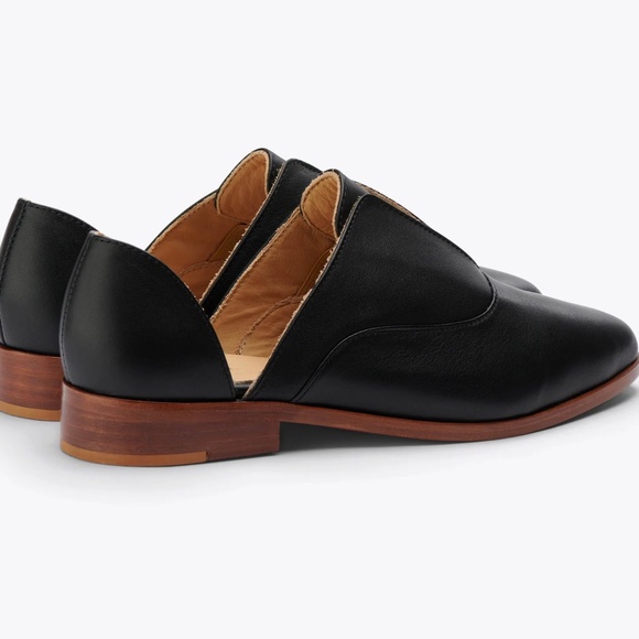 NISOLO Black Leather Emma D'Orsay Oxford Classic Flat Shoes - Picture 8 of 16